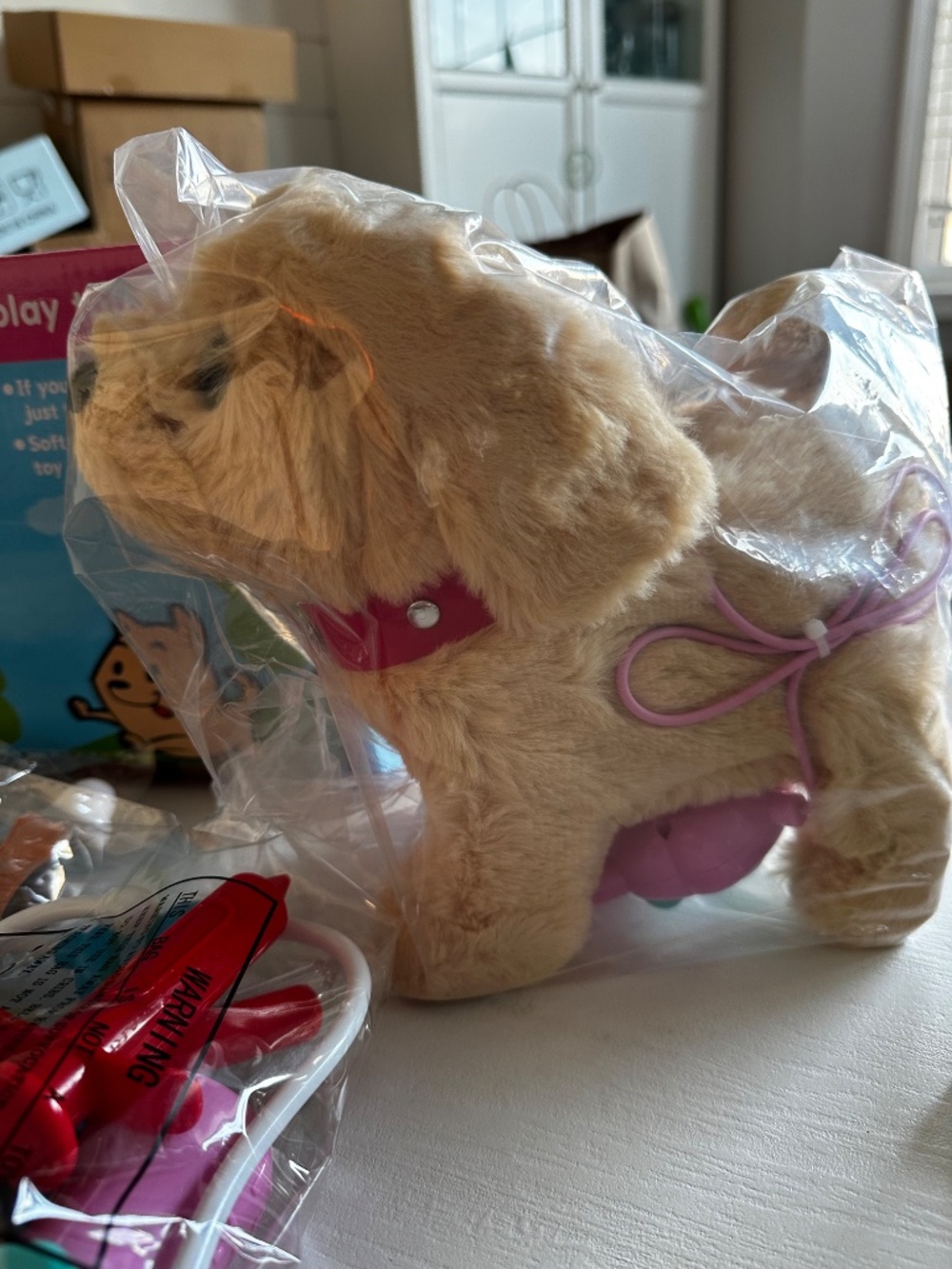 Kids Plush Puppy Pet Care Play Set Toy Dog Accessories Vet Pretend Play New - Picture 4 of 5